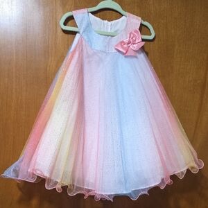 Jessica Ann Multicolor Tulle Dress with Pink Accents